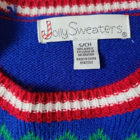 Jolly Sweaters Womens S Blue Holiday Ugly Sweater Christmas Party Reindeer Knit - Picture 4 of 12